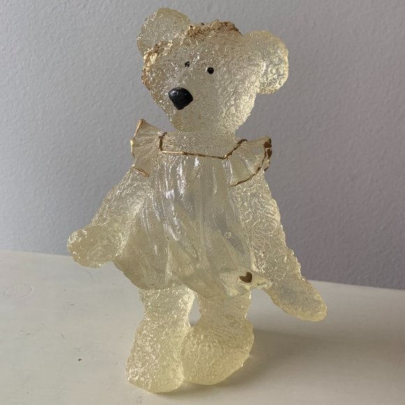 Gold and Clear Glass "Chelsea" Teddy Bear Figurine - Picture 1 of 5